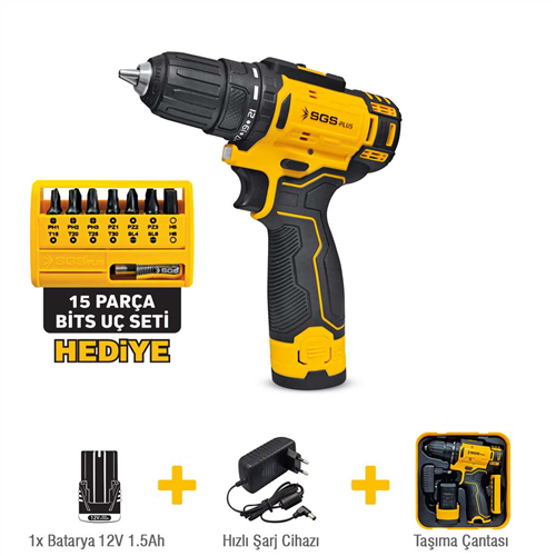 AKÜLÜ VİDALAMA SETİ 12 VOLT (BİTS UÇ SETİ) SGS5147